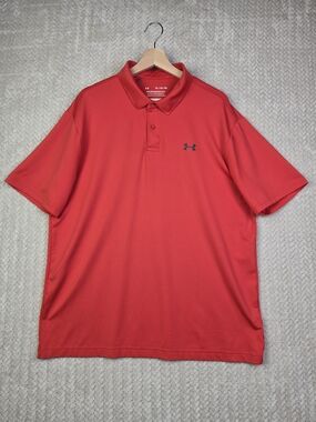Under Armour Performance Polo Shirt Mens XL Short Sleeve Red Orange Golf